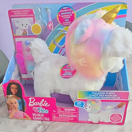 Barbie walking puppy plush - barbie,