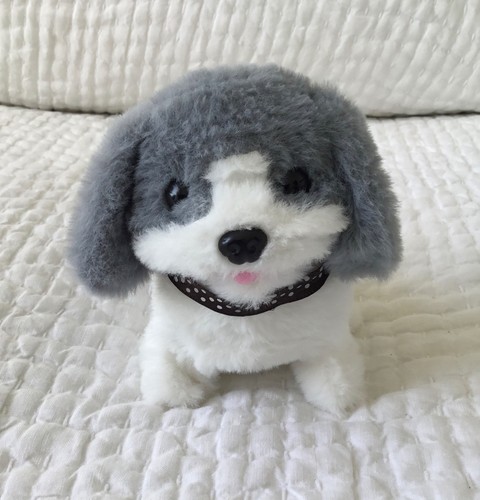 Grey white puppy toy - &,